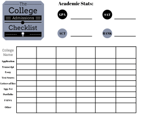 college admissions checklist