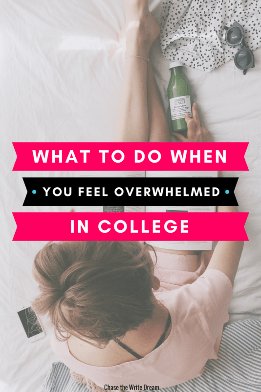 Feeling overwhelmed in college can be stressful and lonely. Instead of letting this negatively impact your grades, learn positive ways to be a successful college student instead. Be more productive, practice self-care, and learn to prioritize to avoid feeling overwhelmed in the future. #college